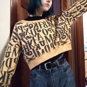 Yellow alphabet crop top
